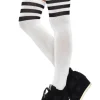 Leg Avenue Athletic White With Black Stripes Thigh High Socks> Halloween Hosiery