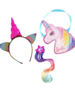 Rubies Barbie Unicorn Handbag Faux Hair Comb Headband Set> Halloween Hats