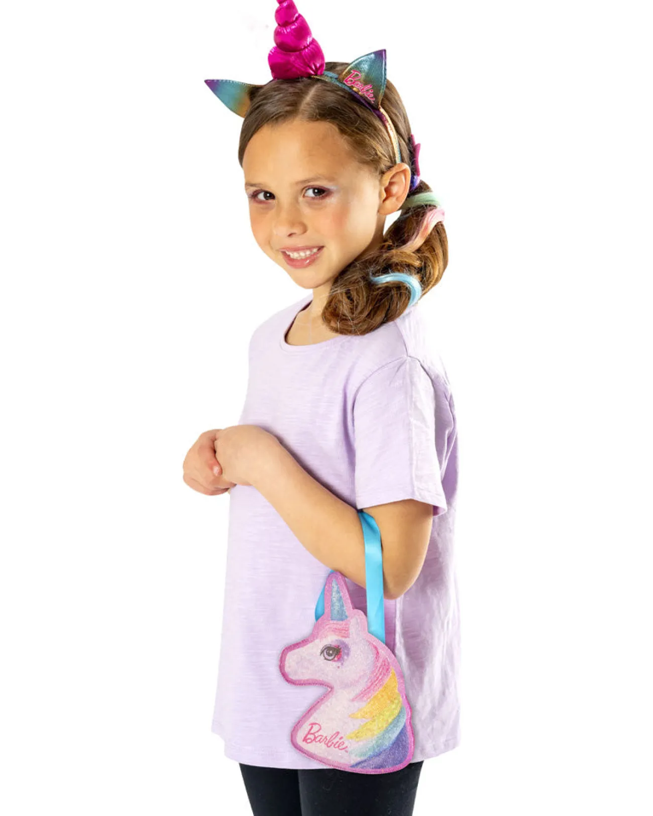 Rubies Barbie Unicorn Handbag Faux Hair Comb Headband Set> Halloween Hats