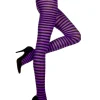 Music Legs Beautiful Black And Purple Striped Tights> Halloween Hosiery