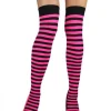 Leg Avenue Black And Neon Pink Striped Thigh High Stockings> Halloween Hosiery