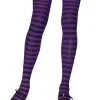 Leg Avenue Black And Purple Stripe Nylon Thigh Highs> Wicked Witches