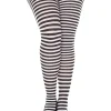 Music Legs Black And White Striped Plus Size Tights> Broken Dolls