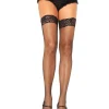 Leg Avenue Black Fishnet Lace Top Thigh High Stay Ups> Halloween Hosiery