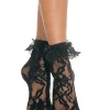 Leg Avenue Black Lace Ankle Socks With Black Ruffle> Halloween Hosiery