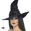Smiffys Black Witch Hat With Spider> Halloween Accessories