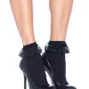 Leg Avenue Black With Lace Ruffle Anklet Socks> Halloween Hosiery