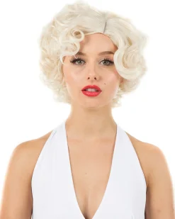 * Bombshell Deluxe Blonde Short Curly Wig></noscript> Halloween Wigs