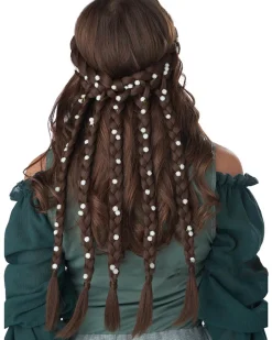 California Costumes Brunette Halo Braid With Flowers> Halloween Wigs