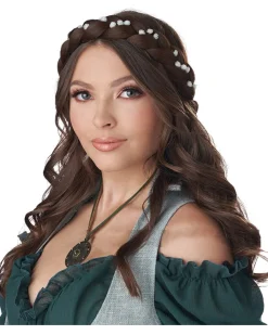 California Costumes Brunette Halo Braid With Flowers><noscript><img width=