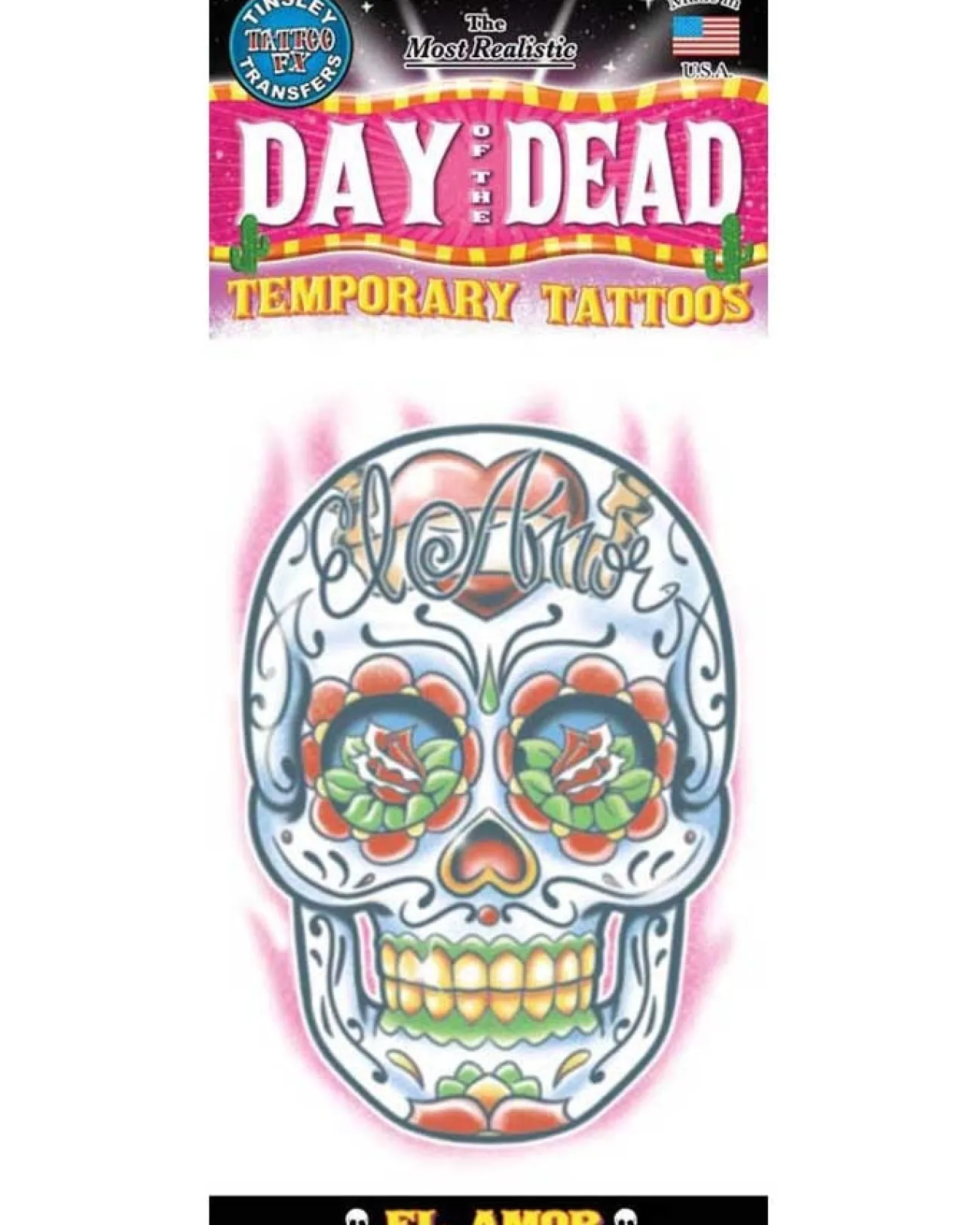 Tinsley Transfers Day Of The Dead El Amor Temporary Tattoo> Day Of The Dead