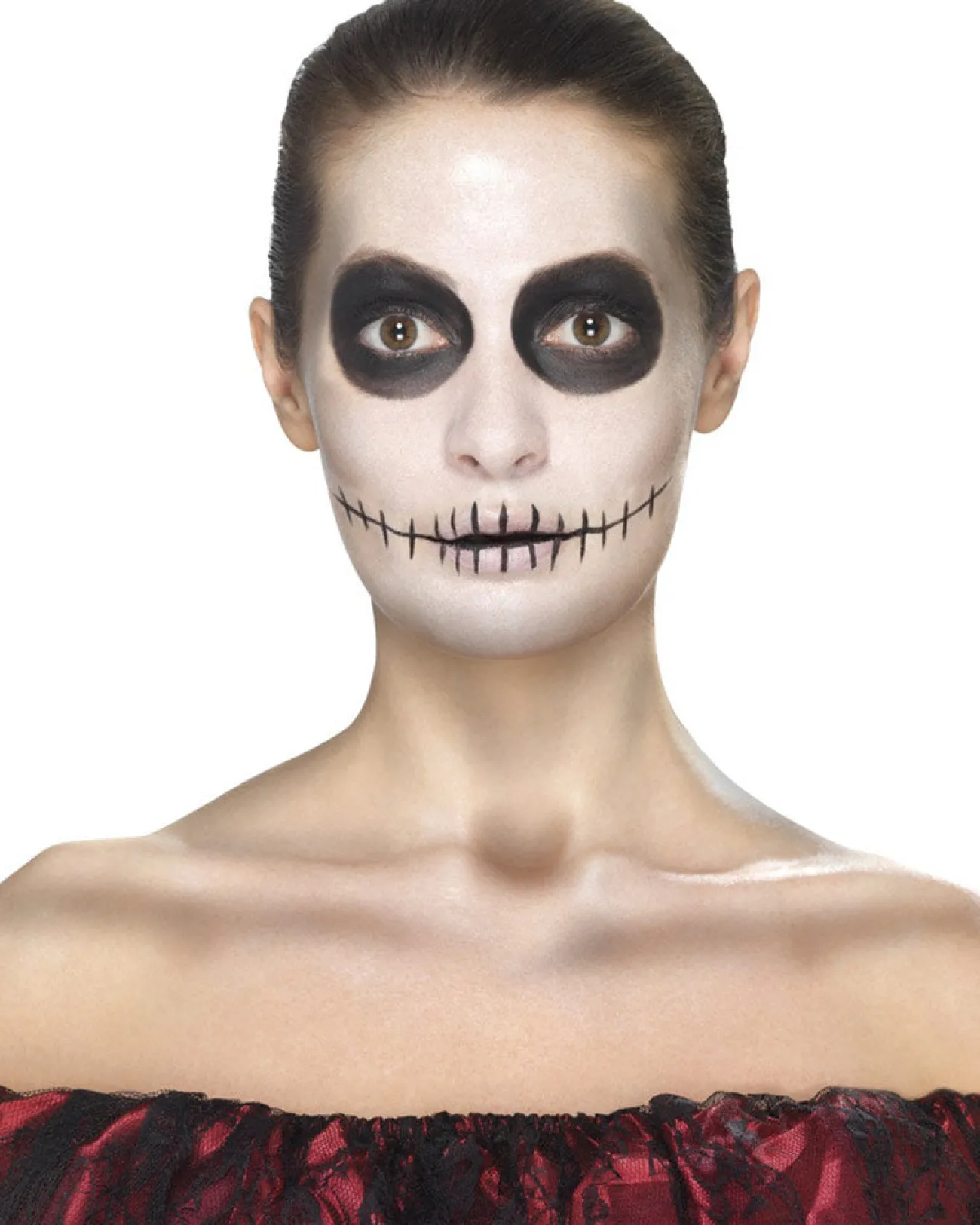 Smiffys Day Of The Dead Face Tattoo Transfers Kit Black And Red> Halloween Accessories