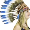 Interalia Deluxe Tribal Headdress With Blue Feathers> Halloween Hats