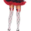 Leg Avenue Diamond Card Thigh High Stockings With Bow And Card Charm Applique> Halloween Hosiery