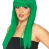 * Fashion Deluxe Emerald Green Long Wig> Halloween Accessories