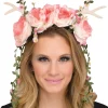 Fun World Faun Fantasy Headpiece With Pink Roses And White Antlers> Halloween Hats