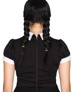 * Gothic Girl Deluxe Plaited Black Wig></noscript> Halloween Accessories