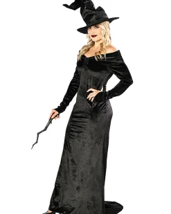 * Haunted Hostess Deluxe Black Velour Womens Dress><noscript><img width=