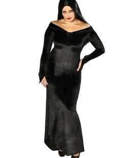 * Haunted Hostess Deluxe Black Velour Womens Dress><noscript><img width=