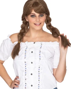 * Heidi Deluxe Plaited Brunette Wig></noscript> Halloween Wigs