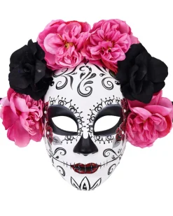 Tomfoolery Lili Day Of The Dead Half Mask> Halloween Masks