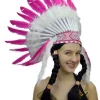 Interalia Pink And White Feather Native American Headdress> Halloween Hats