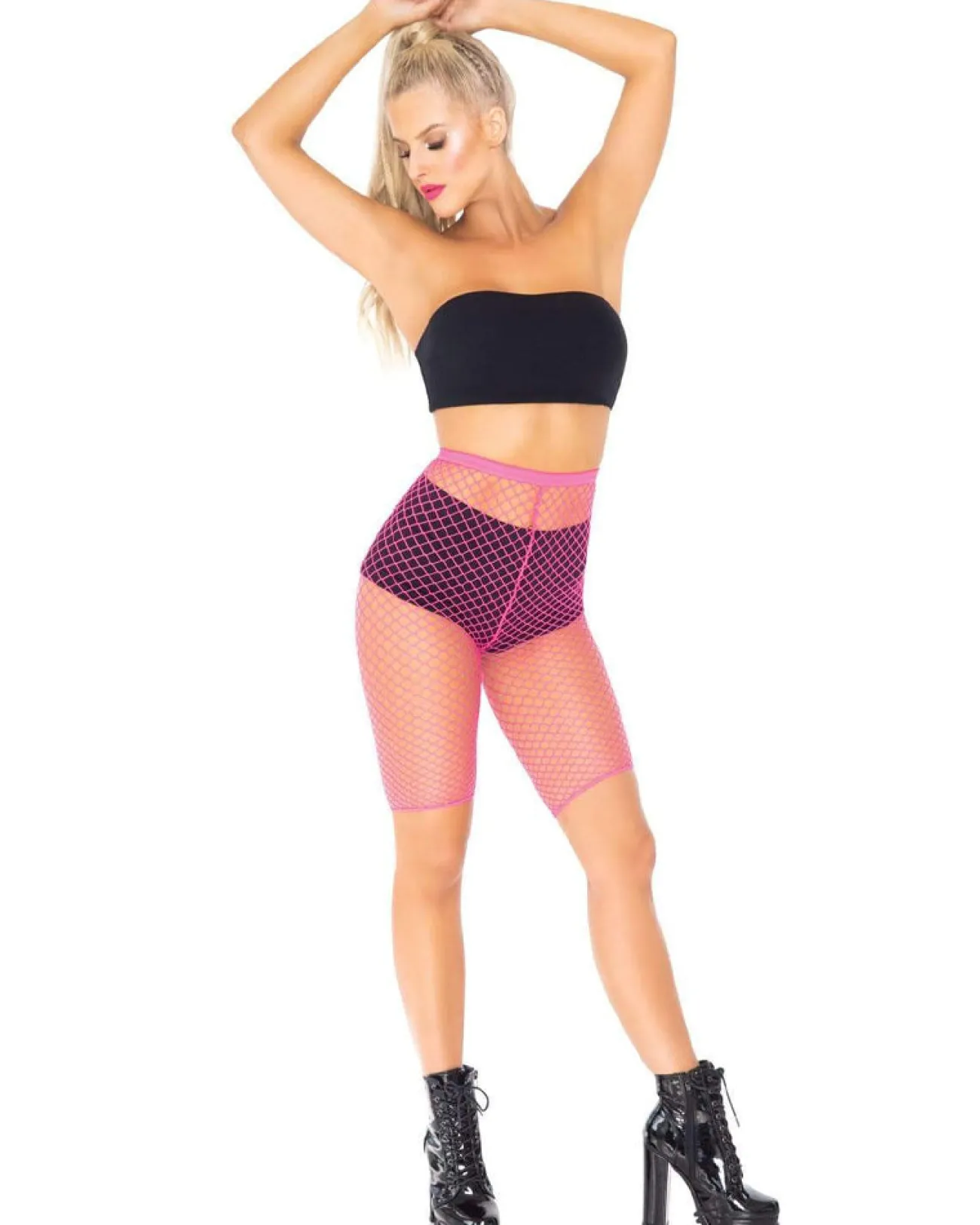 Leg Avenue Pink Industrial Net Biker Shorts> Halloween Hosiery