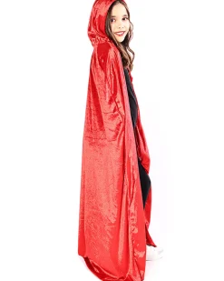 * Red Panne Velvet Deluxe Kids Cape><noscript><img width=