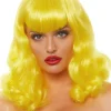 Leg Avenue Retro Bangs Short Curly Yellow Wig> Halloween Wigs