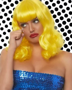 Leg Avenue Retro Bangs Short Curly Yellow Wig></noscript> Halloween Wigs