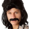 Allaura Wigs and Hair 80S Classic Mullet Wig And Mo Set> Halloween Wigs