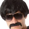 Allaura Wigs and Hair 70S Detective Black Wig And Moustache Set> Halloween Wigs