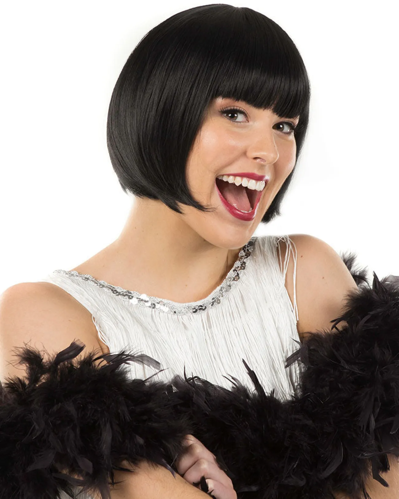 * 1920S Flapper Deluxe Black Bob Wig> Halloween Wigs