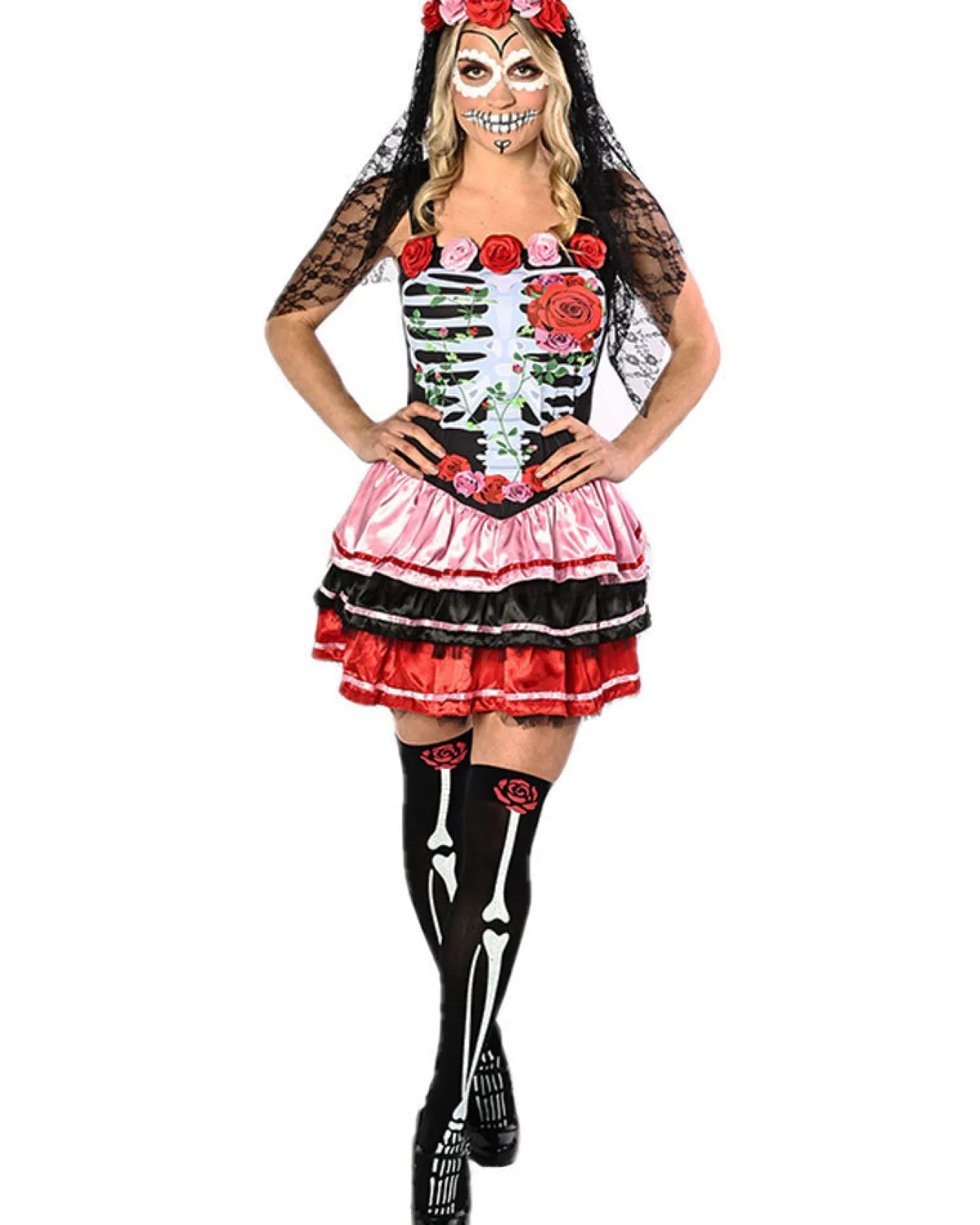 * Senorita Rosa Day Of The Dead Deluxe Womens Costume>Women Women's Costumes