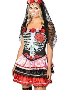 * Senorita Rosa Day Of The Dead Deluxe Womens Costume>Women Women's Costumes