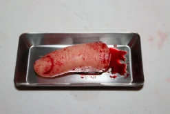 ForensicFX Studios Severed Finger Prop On Medical Metal Tray> Halloween Accessories
