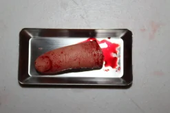 ForensicFX Studios Severed Finger Prop On Medical Metal Tray><noscript><img width=