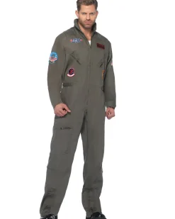 Leg Avenue Top Gun Flight Suit Plus Size Mens Costume>Men Men's Costumes