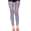 Music Legs White And Black Leopard Print Leggings> Halloween Hosiery