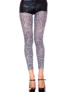Music Legs White And Black Leopard Print Leggings> Halloween Hosiery