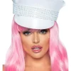 Leg Avenue White Rhinestone Trimmed Military Hat> Saints &Amp; Sinners