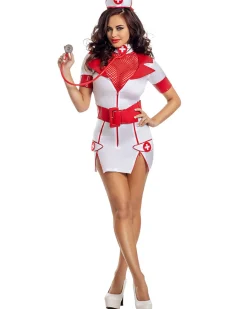 Party King Zip Up Nurse Womens Costume>Women Women's Costumes